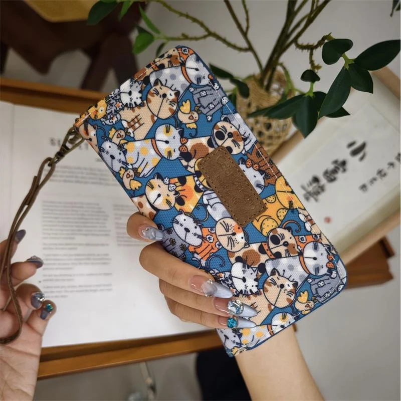 

2025 New Korean Long Wallet Women's Zippered Clutch with Phone Slot & Card Pockets Cute Prints Purse 〔CC88〕