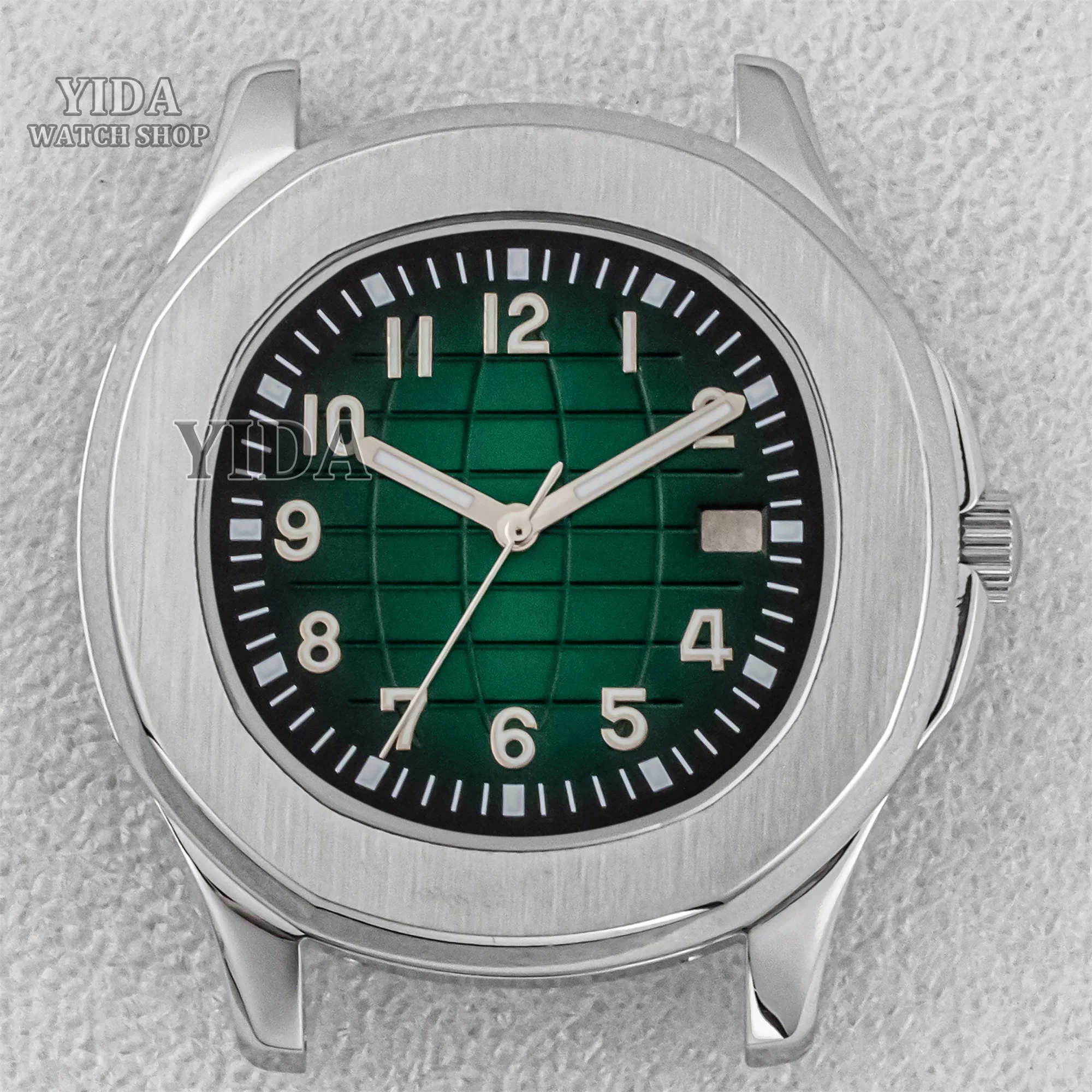 

Modified Watch Part NH35 42mm Case Dial Green Luminous Hands Sapphire Glass 100M Waterproof For AQUANAUT Nautilus NH36 Movement