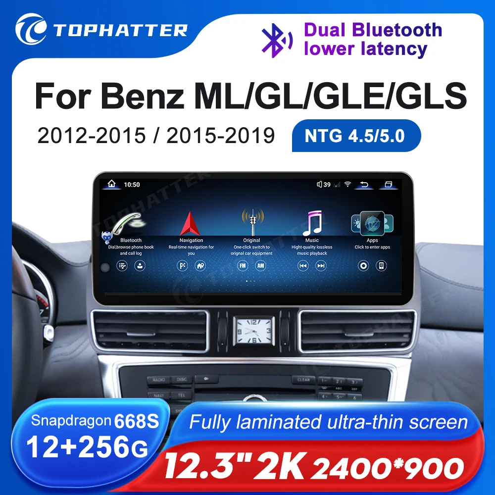 

12.3 2K 2400*900 Car Radio For Mercedes Benz ML GL GLE GLS W166 X166 Android Auto Multimedia Player Head Unit Scree 360 3D Cam