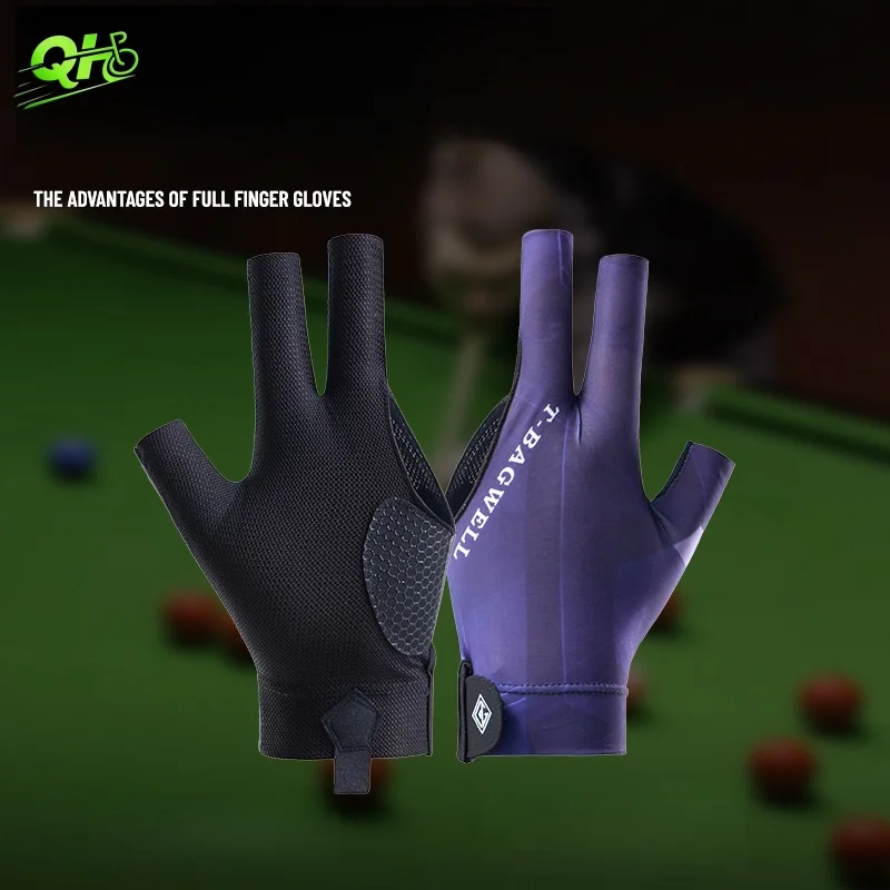

1pc Professional Snooker Billiards Glove Left Hand Three Open Finger Non Slip Stickers Elastic Breathable Training Gloves