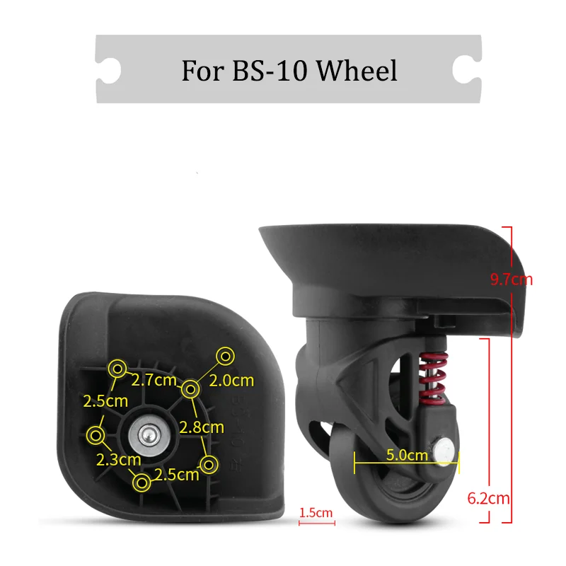 

For BS-10 Black Universal Wheel Replacement Suitcase Silent Smooth Shock Absorbing Durable Convenient Accessories Caster Wheels