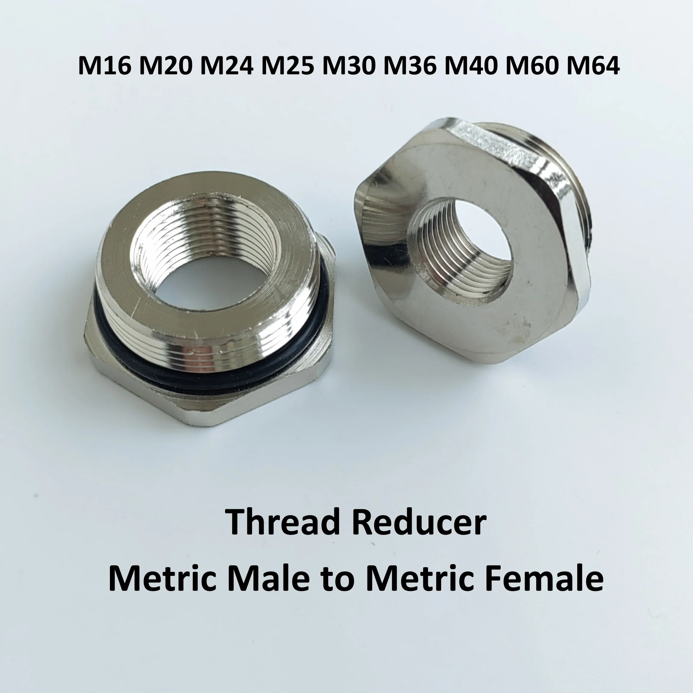 M16 M20 M24 M25 M30 M36 M40 M60 M64 Metal Metric Thread Adaptor Male And Female Thread Reducer Connector