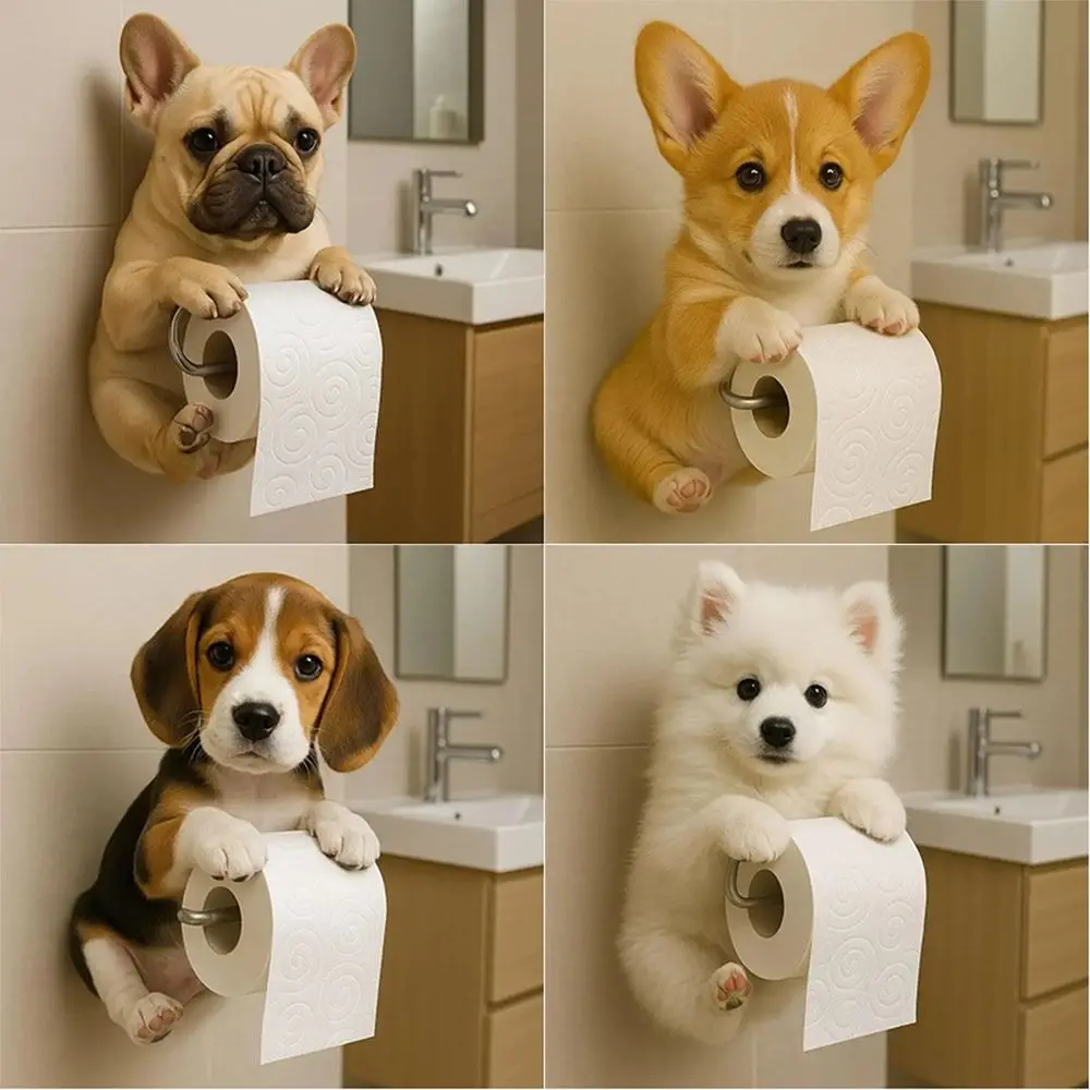 

Держатель для туалетной бумаги из смолы для собак, 3D органайзер в форме собаки, компактный органайзер для рулонной бумаги, многофункциональная декоративная стойка для хранения в ванной комнате