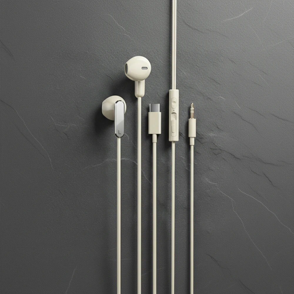 HiFi سماعات سلكية USB نوع C 3.5 مللي متر داخل الأذن سماعات الثقيلة باس سماعة رأس ستيريو آيفون 17 16e سامسونج S25 S24 S23 سماعات الأذن