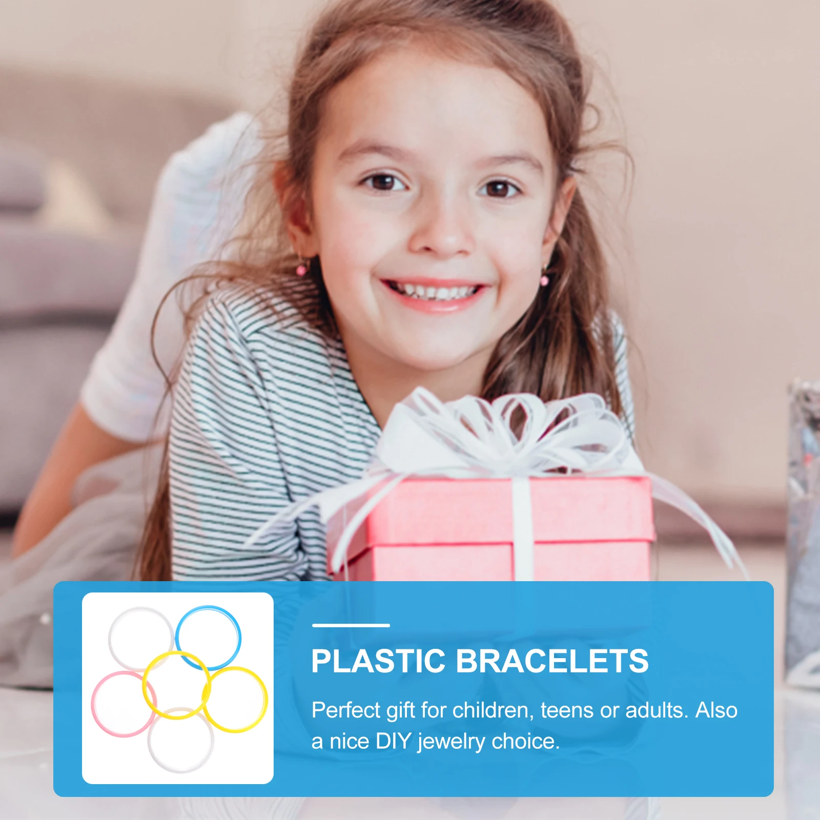 

6Pcs Candy Color Plastic Bracelets Hand Ring Set for Women Teens Fashion Jewelry Accessory Gift (Multi Color)