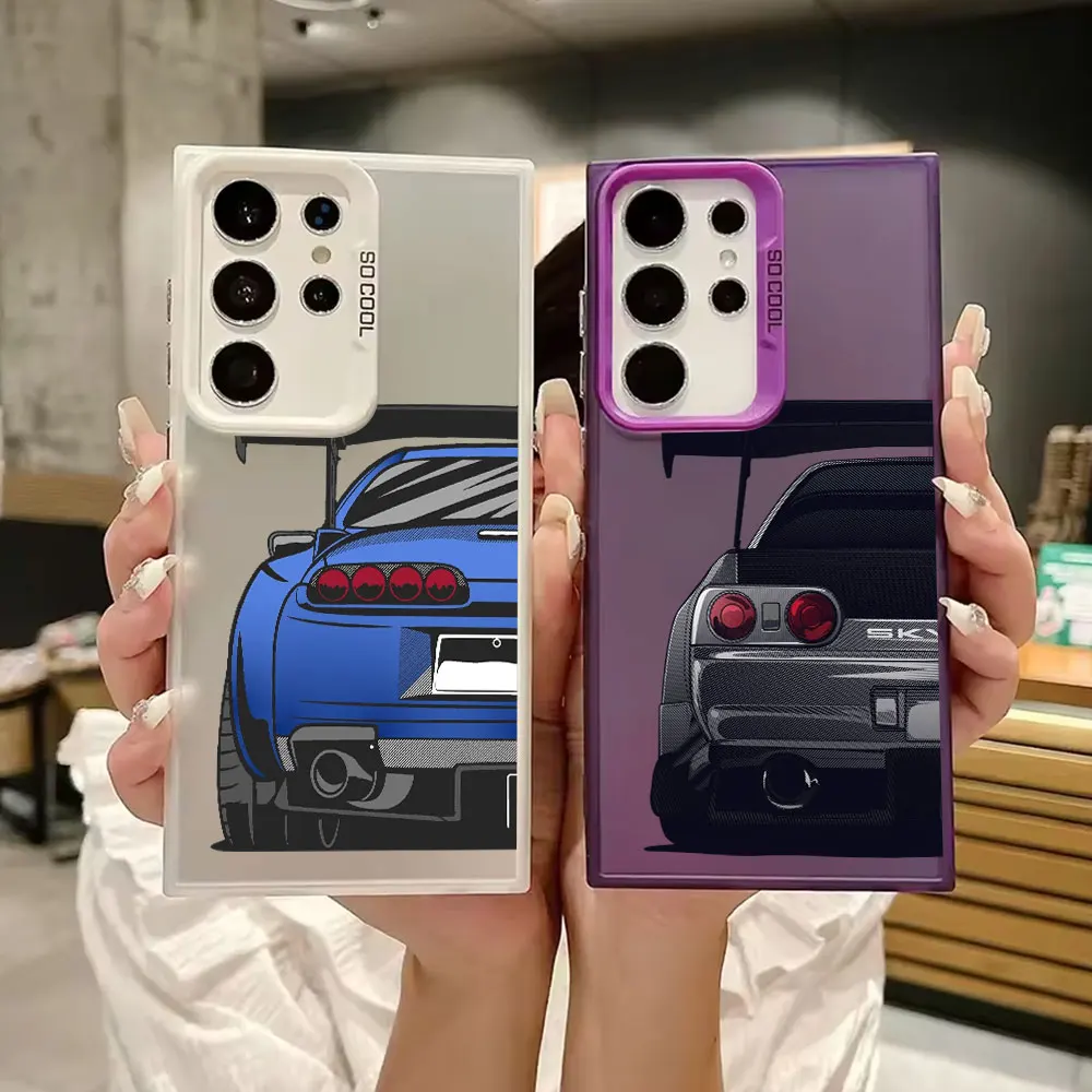 

Cartoon Tokyo JDM Male Car S25 Ultra Case For Samsung Galaxy S25 S24 S23 S22 S21 FE S20 Ultra Plus Luxury Shockproof Phone Cover