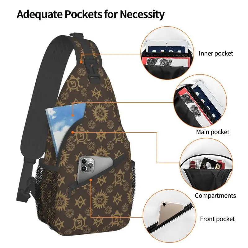 Fashion Supernatural Symboles Crossbody Sling Backpack Men Shoulder Chest Bag for Travel Cycling