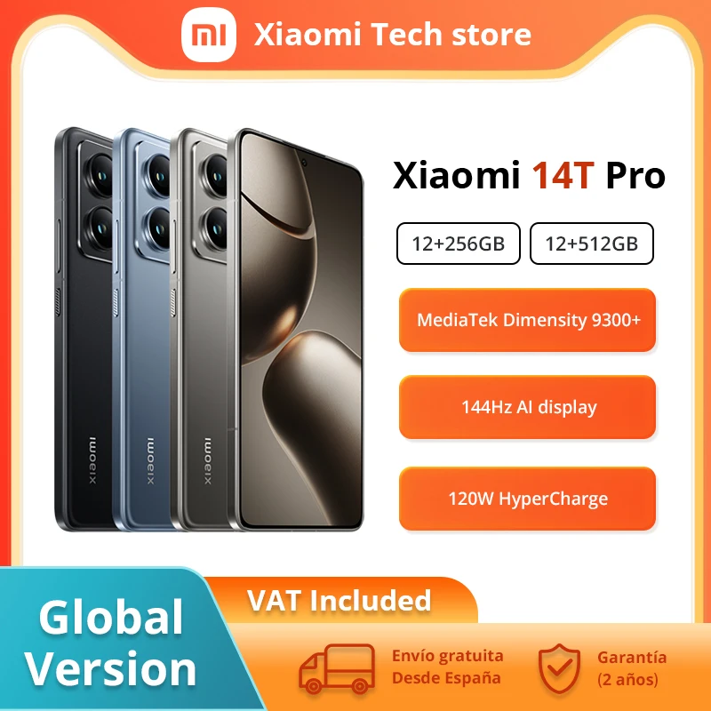 Xiaomi-Smartphone Mi 14T Pro 5G, versión Global, Pantalla AMOLED ia de 6,67 pulgadas, 144Hz, Dimensity MTK, 9300 + 5000mAh, IP68