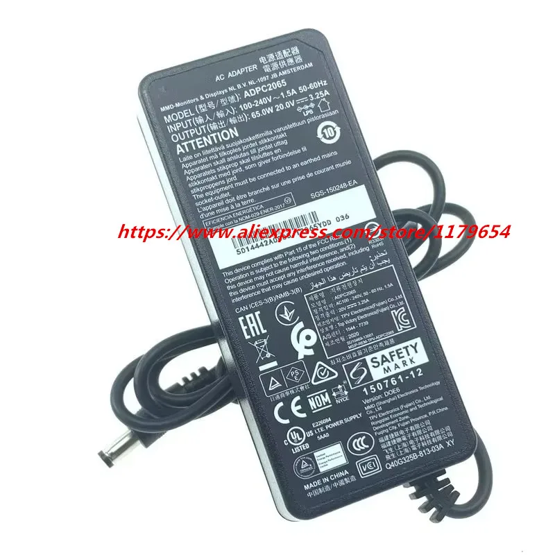 Genuine ADPC2065 20V 3.25A 65W AC Adapter for MSI Optix G32C4 G32C4X G27CQ4 G27C6 for AOC U2879VF 280LM00004 279X6Q AG241QG