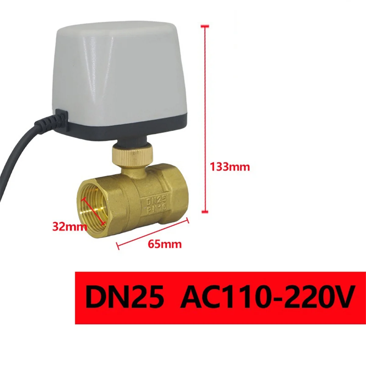 AA83 Brass Normally Closed Quick-Open Motorized Ball Valve 2-Wire Brass Electric D25