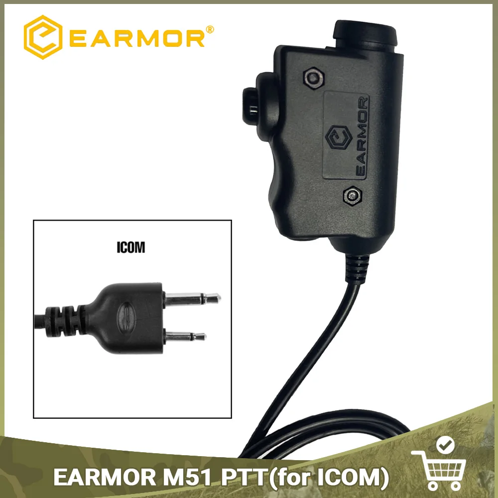 

Original EARMOR M51 PTT Adapter Airsoft Tactical Headset ICOM Plug Tactical Headset Accessory