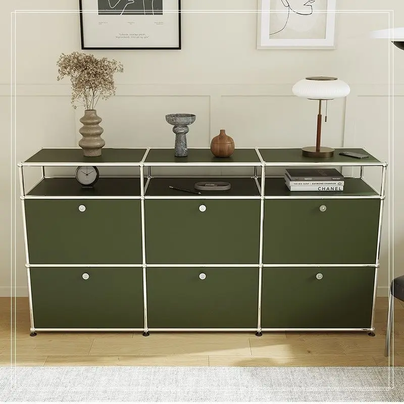 Modern USM Stainless Steel TV Cabinet Storage Module Combination Sideboard Cabinet Living Room Chest of Drawers, Olive Green