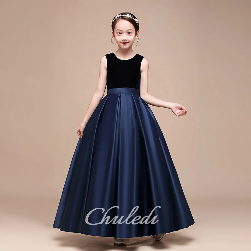 

Navy Blue velvet dress,Junior bridesmaid dress,Satin flower girl dress,Toddler dress,Red baby dress,Girl long dress,Wedding dres