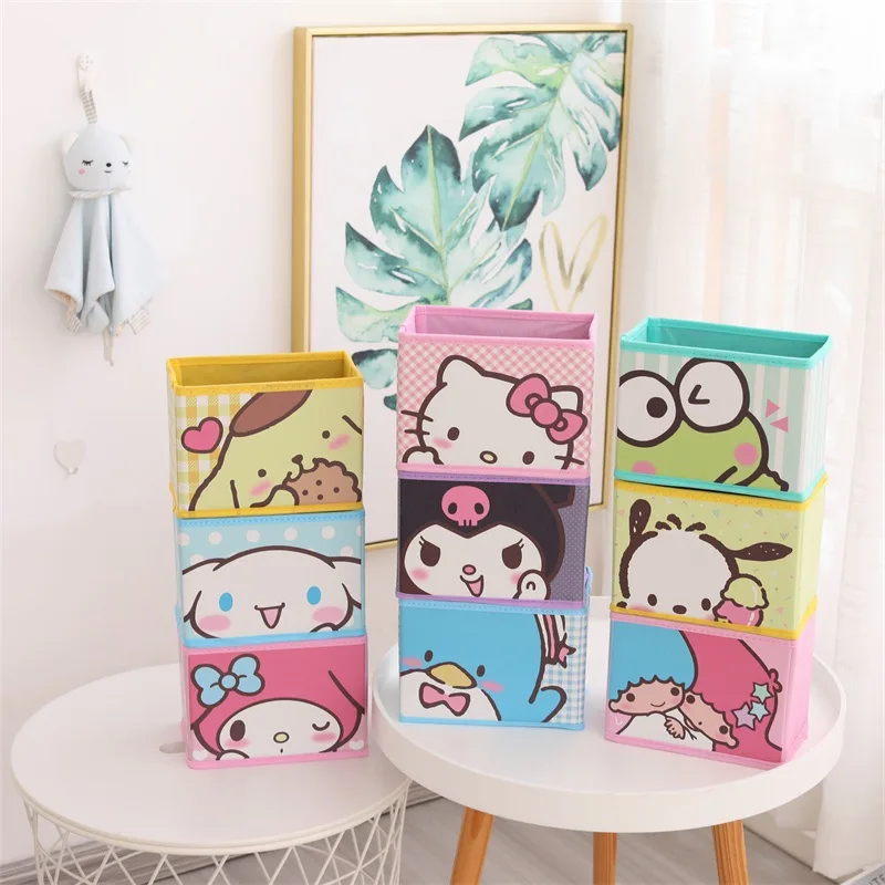 

Cartoon Hello Kitty Foldable Storage Box My Melody Home Snacks Clothing Book Storage Box Kuromi Desktop Sundry Storage Gift