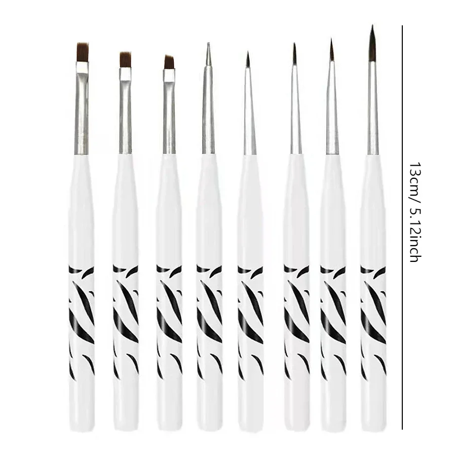 Nail Art Brush Set Detailing Carving Dotting Dual-Head Brushes for Acrylic UV Gel Polish Manicure Tools