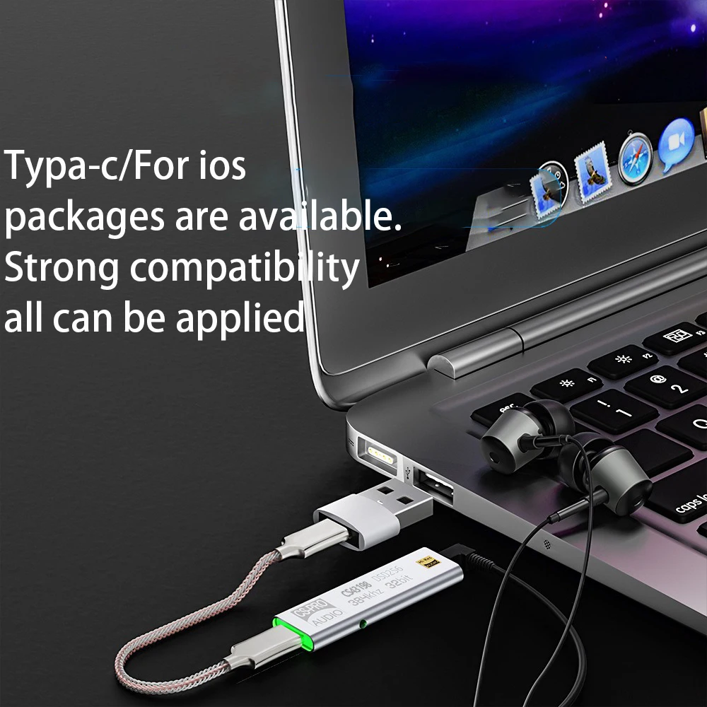 New DAC CS43198 Dongle 384KHz DSD64-258 Amp Decoding HiFi DAC Type-c to 3.5MM HiFi Audio Amplifier Adapter for Android ios