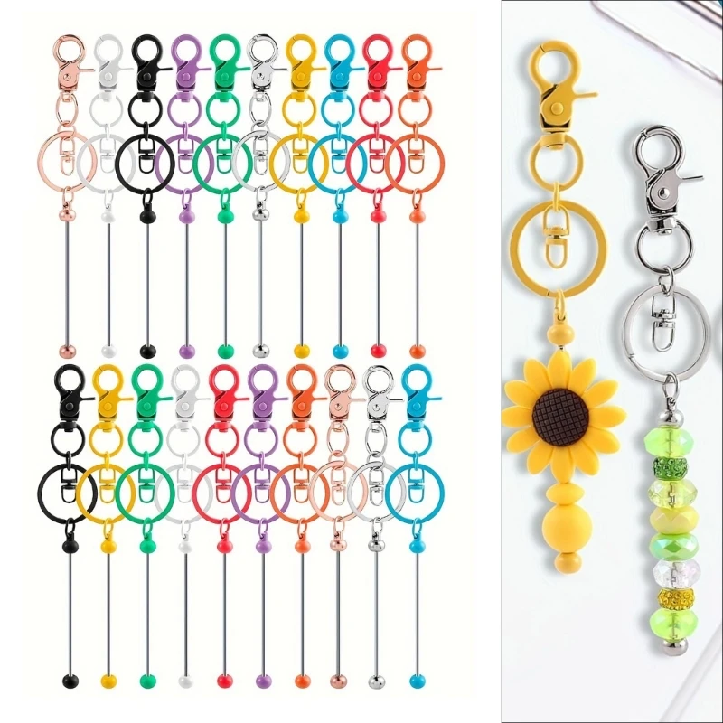 20 Pieces Alloy Bead Keychain Set Sturdy Lobster Clasp Jewelry Making Set for Keyrings and Craft Supplies Daily Use