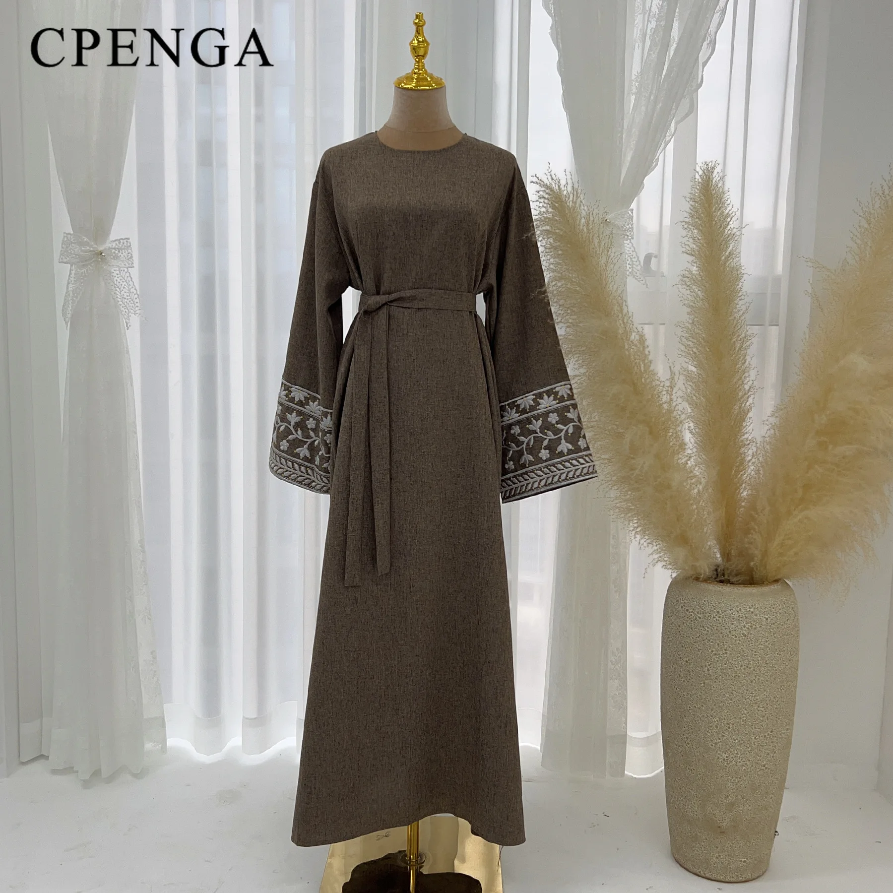 Abaya muçulmana com manga bordada para mulheres, Oriente Médio, elegante vestido de festa, Eid Ramadan, roupas islâmicas, Dubai Abaya, novo, 2020