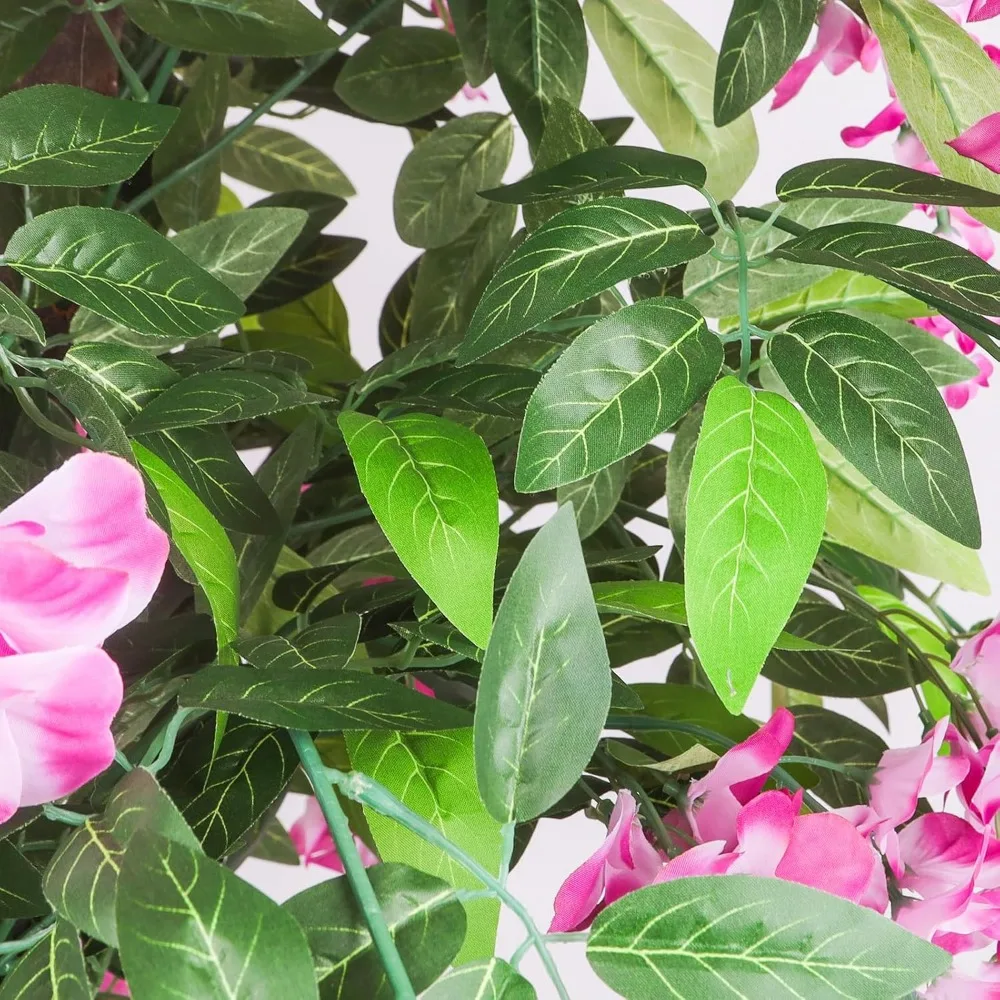 نباتات شجرة اصطناعية بطول 6 أقدام، شجرة الوستارية المزيفة مع سلة منسوجة من الأعشاب البحرية لديكور المنزل الداخلي والخارجي والمكتب وغرفة المعيشة والشرفة