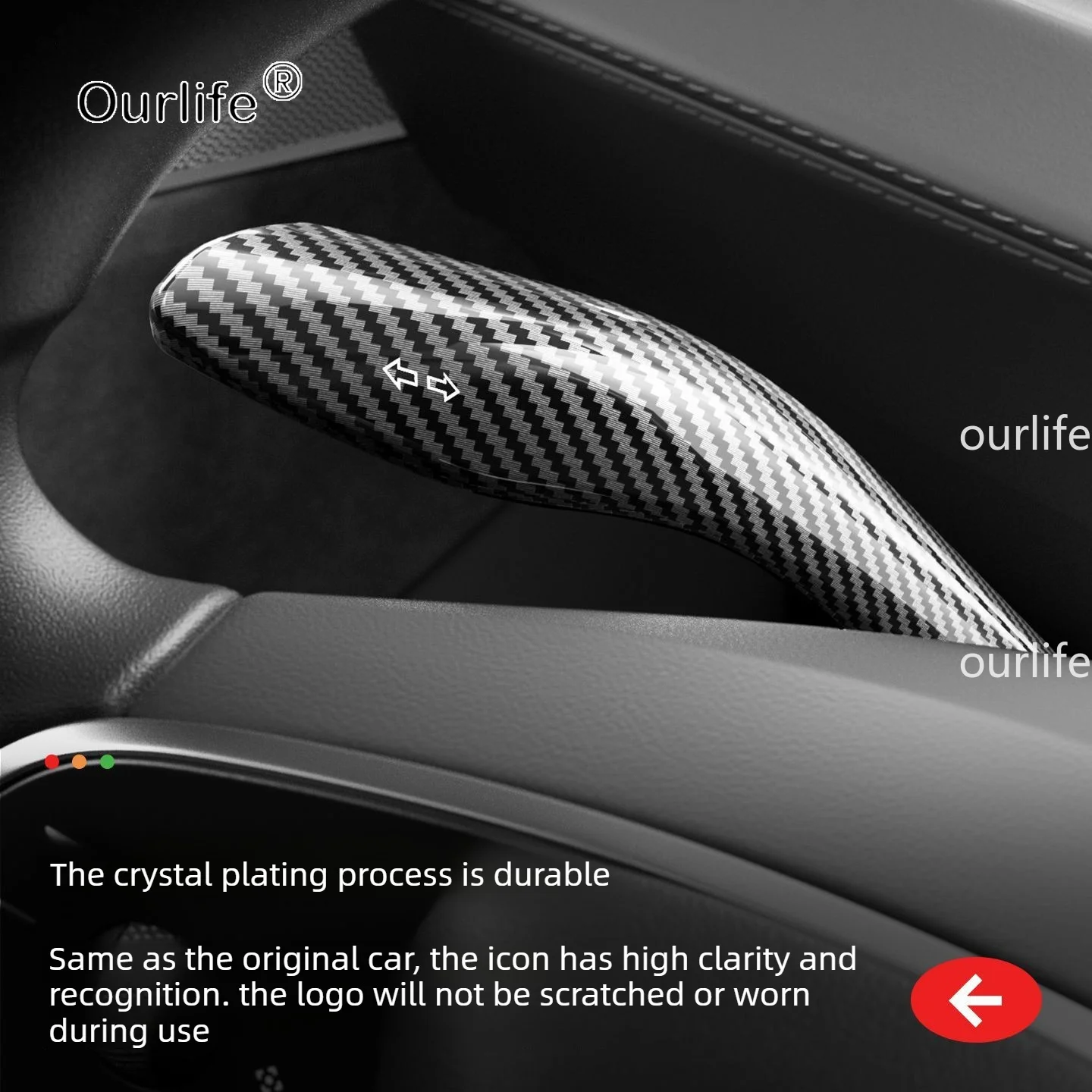 For Tesla Model  YL  2026 2027 Carbon Fiber Gear Shift Cover Steering Lever Handle Protection Shifter Shell Accessories