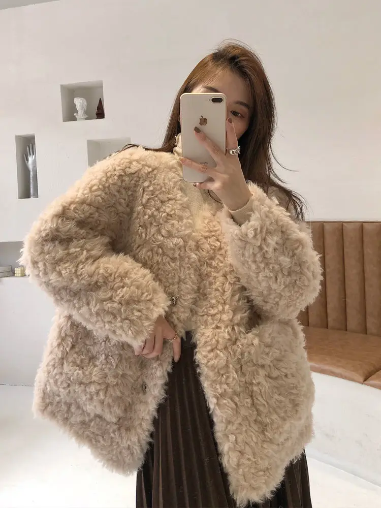 Lamb Hair, Short Jacket For Women, Youthful 2024 Autumn Winter New Trend, Fur And Leather Integrated Design