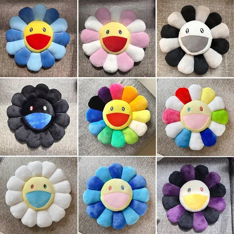 Almohada de girasol de 60cm, juguete de felpa con diseño de margaritas y arcoíris, alfombrilla de juego para suelo de bebé y niño, cojín para