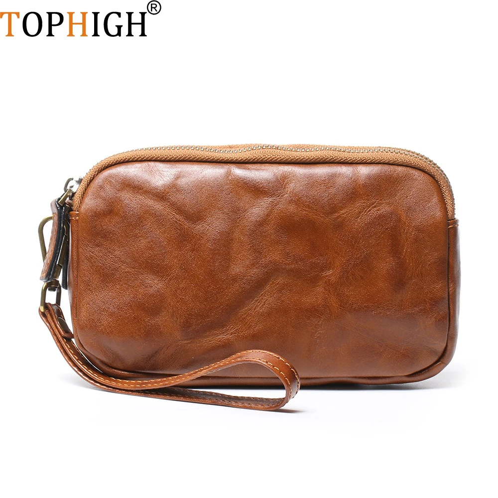 TOPHIGH New Genuine Leather Travel Men Bag Soft Shaving Organizer Bag Amazing Women Large Capacity Toiletry Pouch For Busines