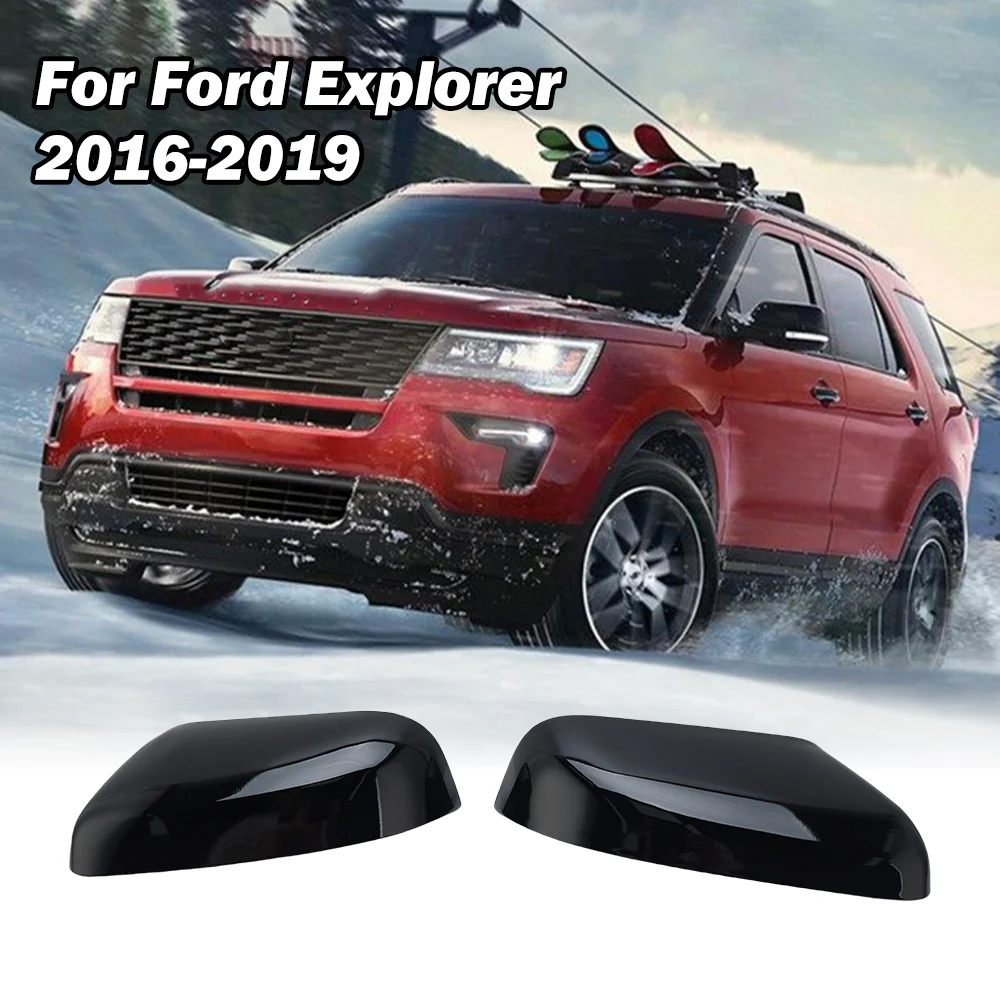 

Door Rearview Mirror Cover Cap For Ford Explorer 2016-2019 US Version Gloss Black With Buckle Side Mirror Caps Car Accessories