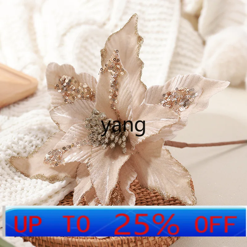 

LMM high-grade Christmas flannel handmade sticky powder artificial flower Christmas tree decoration pendant