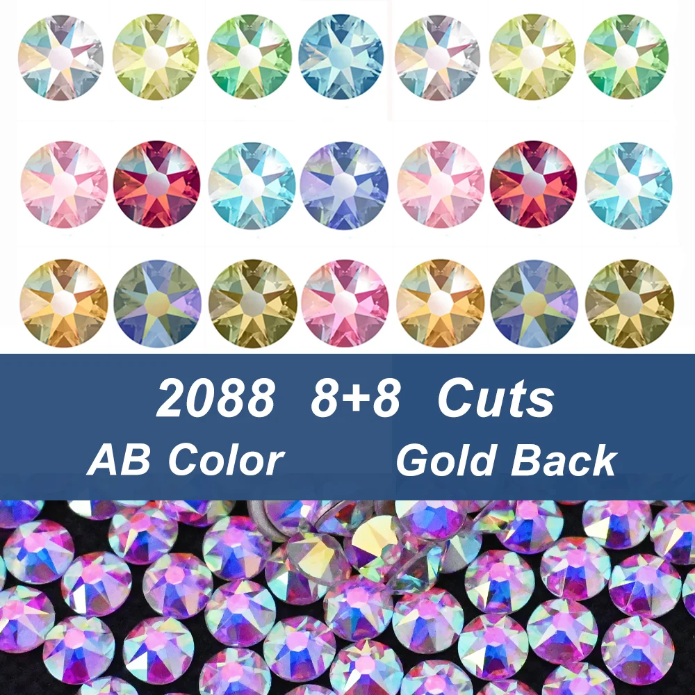 2088 AB Colors Non Hotfix Rhinestones High Quantity Super Glitter Glass Flatback Rhinestone for DIY Nail Decoration Crystal