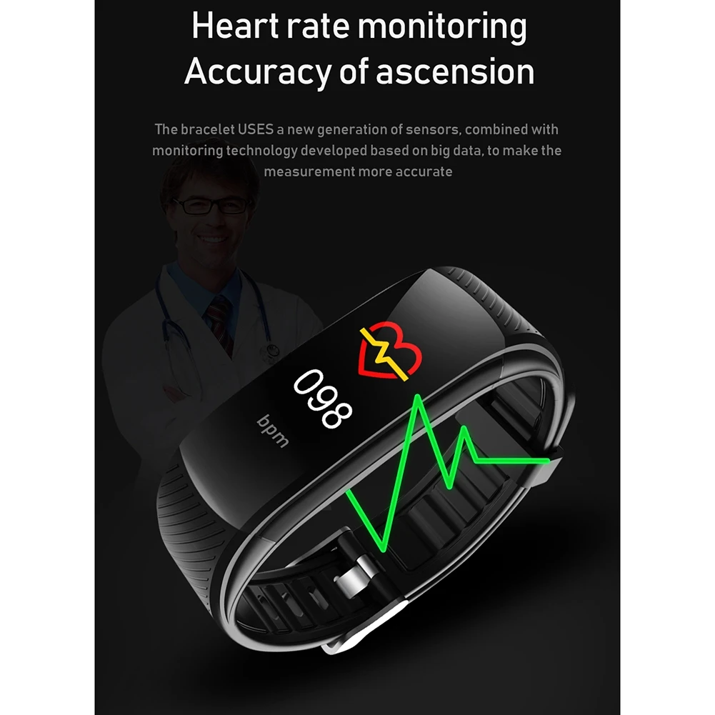 สร้อยข้อมือฟิตเนสวัดความดันโลหิต Pedometer สมาร์ท Heart Rate Monitor กันน้ําสุขภาพ Tracker นาฬิกา A