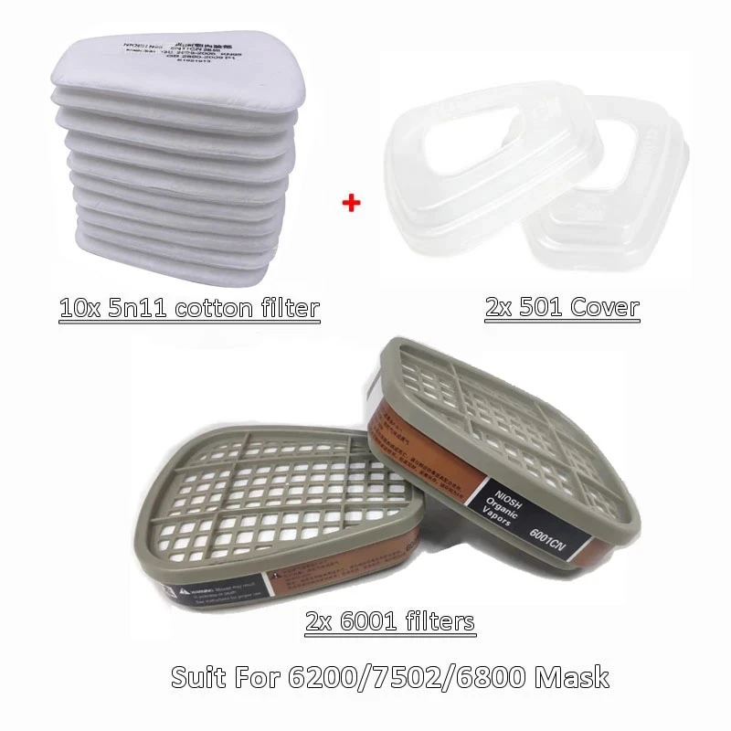 Cartridge Filter Set (5N11)​​ – Compatible with 6000 Series & 6200/7502/6800 Respirators for Dust/Gas/Chemical Protection