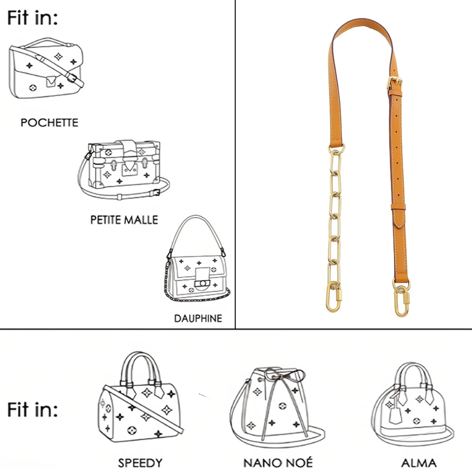 Genuine Leather Purse Strap Adjustable Replacement Crossbody Shoulder Bag Handbag #3