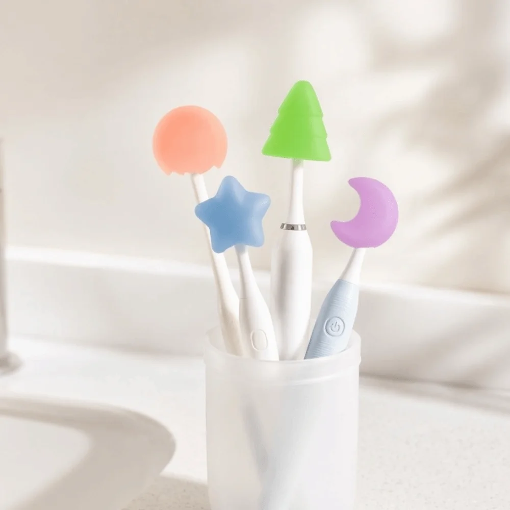 4pcs Cute Silicone Toothbrush Cover Dustproof Ventilated Toothbrush Head Protector Toothbrush Protective Case Home Travel