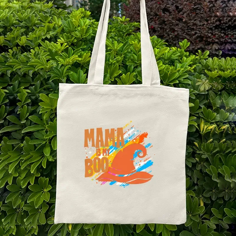 

Trendy Fashion Women Shoulder Bag Witch Hat Print Tote Bag Reusable Eco-friendly Shopping Bag Daily Casual Canvas Bag