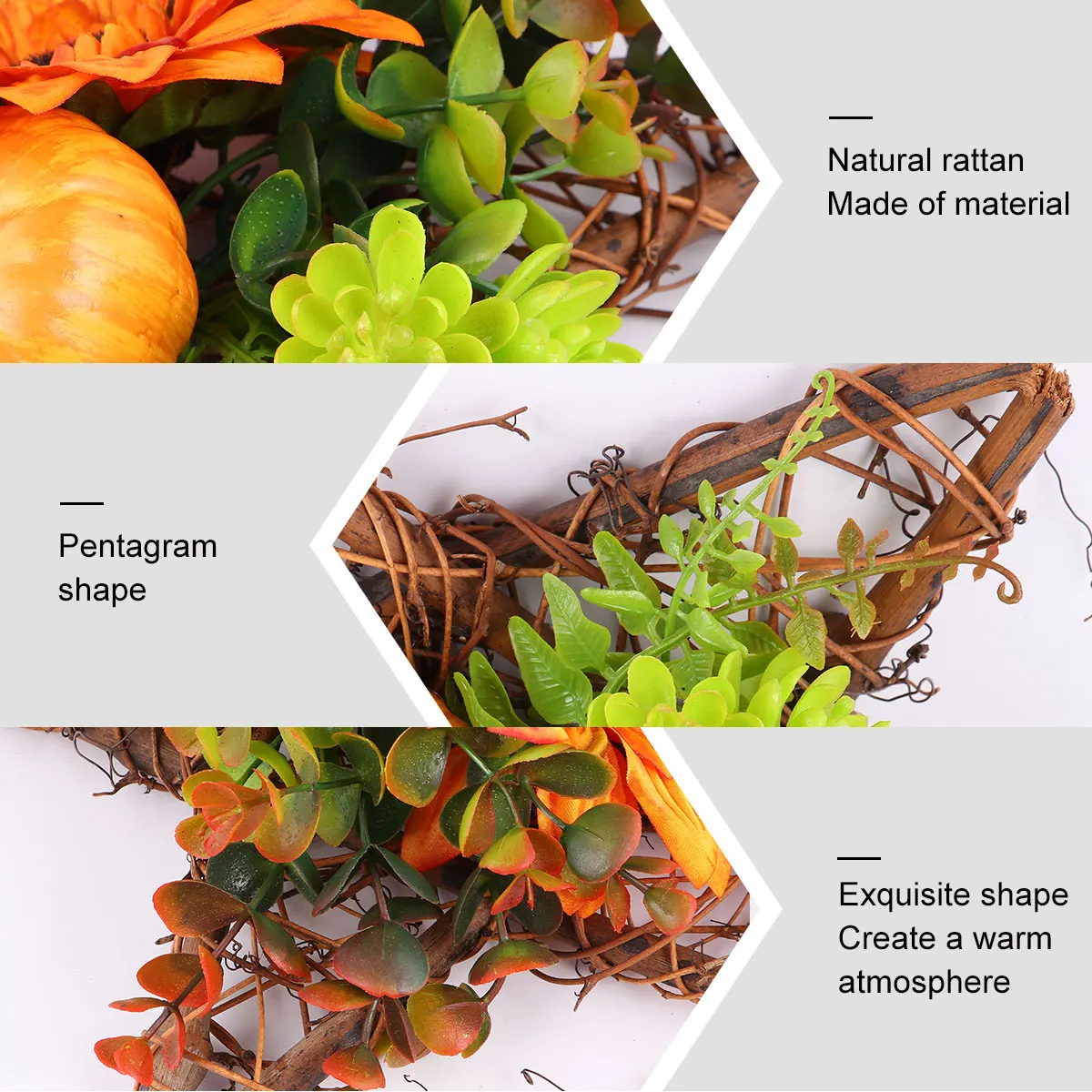 

Rattan Sunflower Decoration Wall Wicker Star Adornment Halloween Home Ornament Artificial Pumpkin Natural Style For Men Women