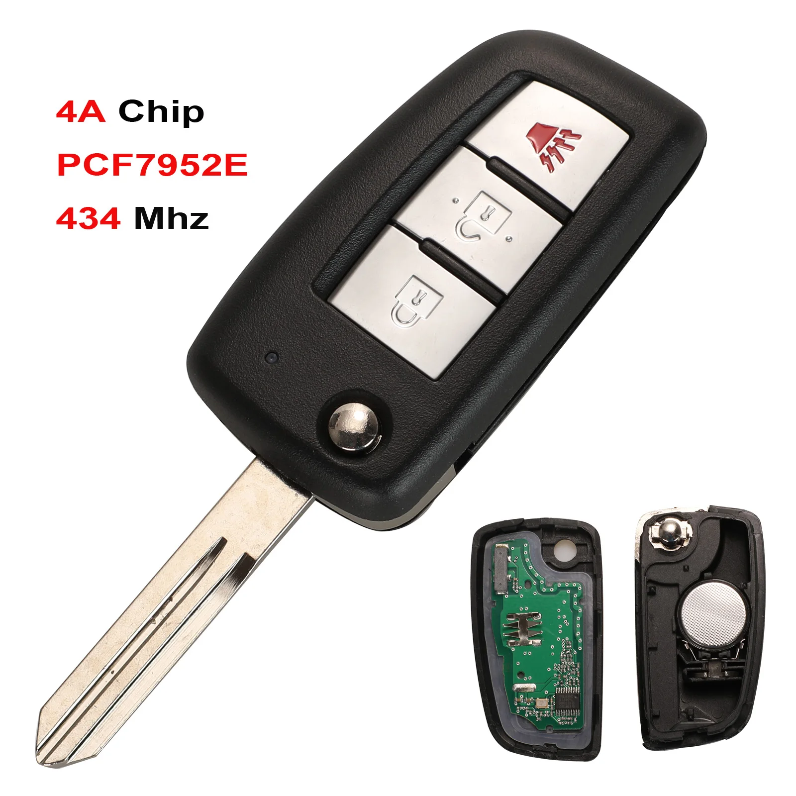 Jingyuqin 2/3 btn A Distanza di Vibrazione di Chiave Dell\'automobile 4A Chip di 434MHz Per Nissan Qashqai Rogue PCF7952E Originale Telecomando