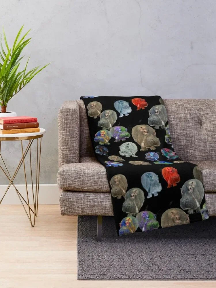 Crazy Hippo Multiplied Throw Blanket Decorative Sofa Plaid on the sofa Blankets