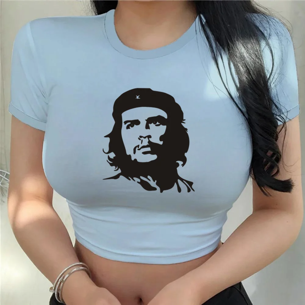 New Summer Women T-Shirt Rock Band che guevara  Clothing Girls Fashion Bear Printing Tops Tees Female Casual Crop Top Streetwear