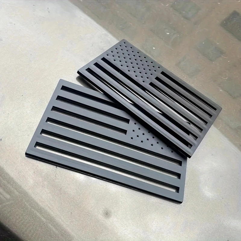 2PCS Black American Flag Sticker Hollow Out Decal for Car 3D USA Flag Emblem Decals for Trucks 5' X 3' Cut-Out for Vehicles