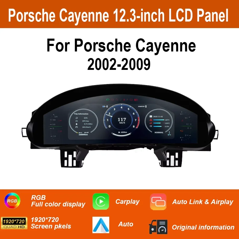 

Cluster Digital Dashboard For Porsche Cayenne 2002-2009 Dashboard Virtual Cockpit LCD Dashboard Speedometer