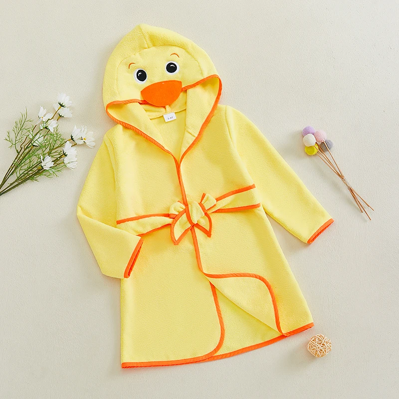 Baby Hooded Towel Cute Duck Bath Towel Cape Pool Poncho Quick Dry Absorbent Bathrobe