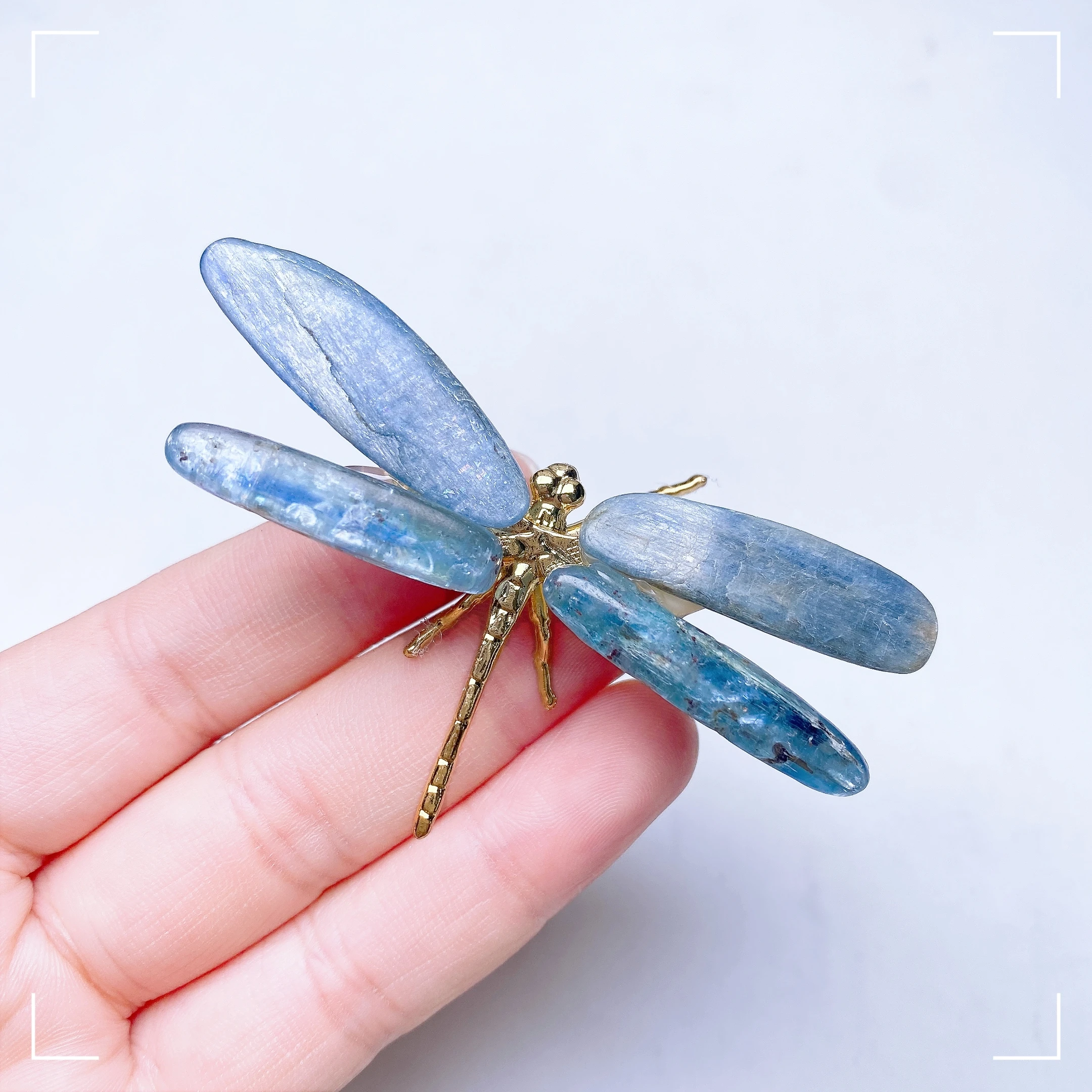 

Natural Kyanite Polished Dragonfly Spar Butterfly Figurine Craft Handmade Crystal Healing Home Decor Office Decor Children Gift