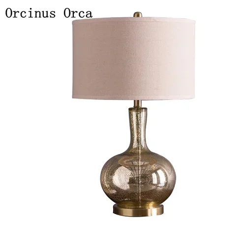 American modern creative golden glass table lamp living room bedside lamp neoclassical LED table lamp  free shipping