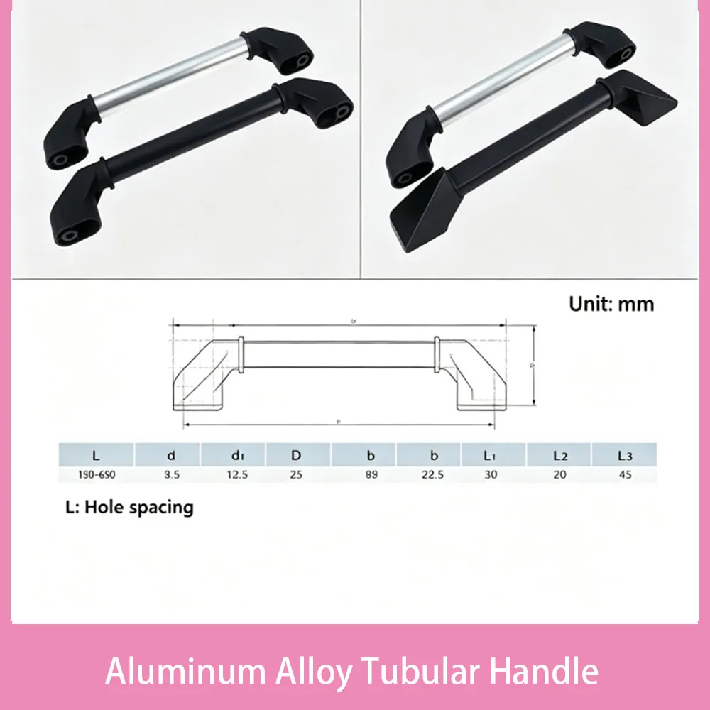 1Pcs Tubular Aluminum Alloy Handle Dia 25/20mm For Cabinet Door Mechanical Equipment Welding Machine Pipe Spacing 200-650mm