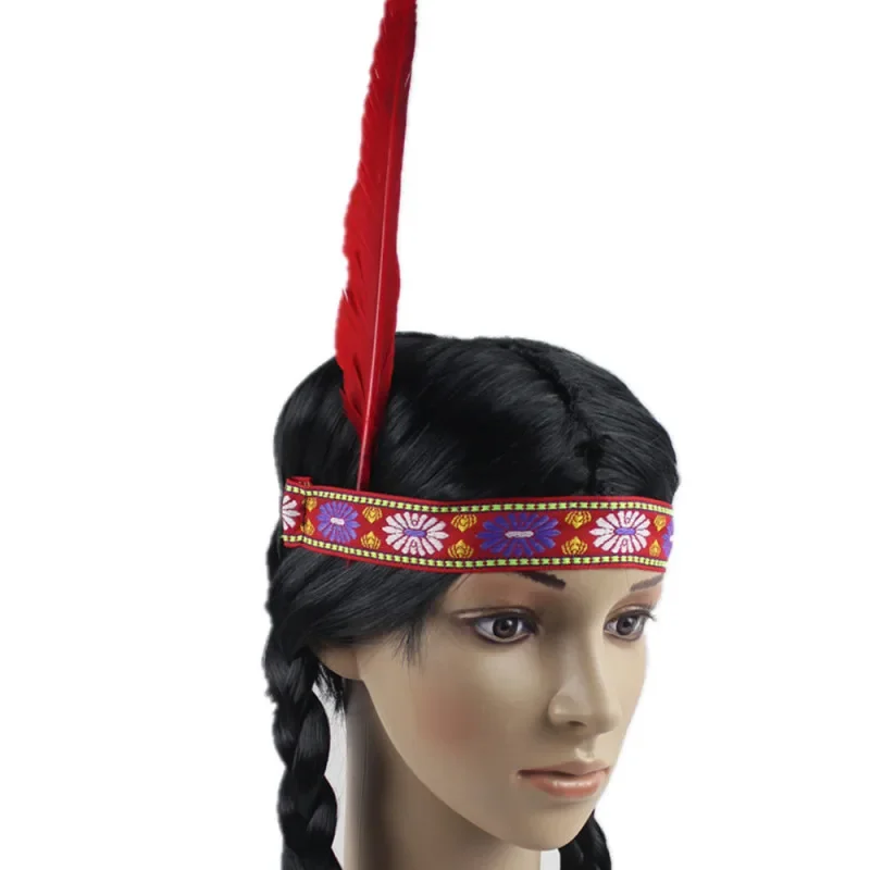Funny Wig Set Curly Hair Cosplay Indian Headdress Halloween Party Masquerade Ball Props