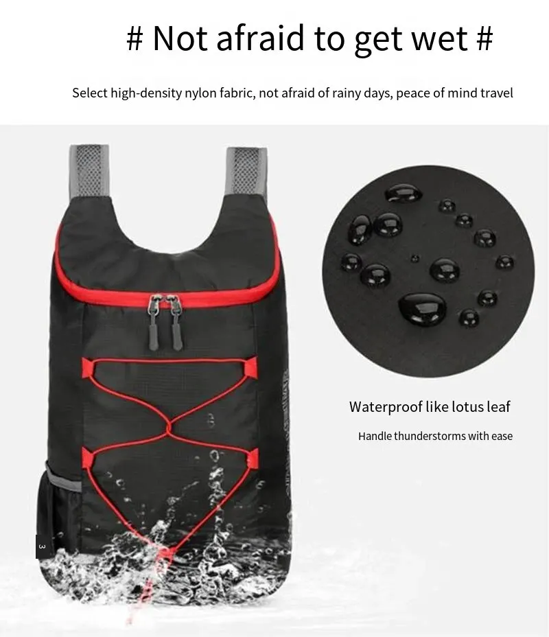 Hochdichte Leichte Wasserdichte Nylon-Sporttasche, Multifunktionaler Outdoor-Faltbarer Rucksack Geeignet für Camping und Wandern – Detail 4