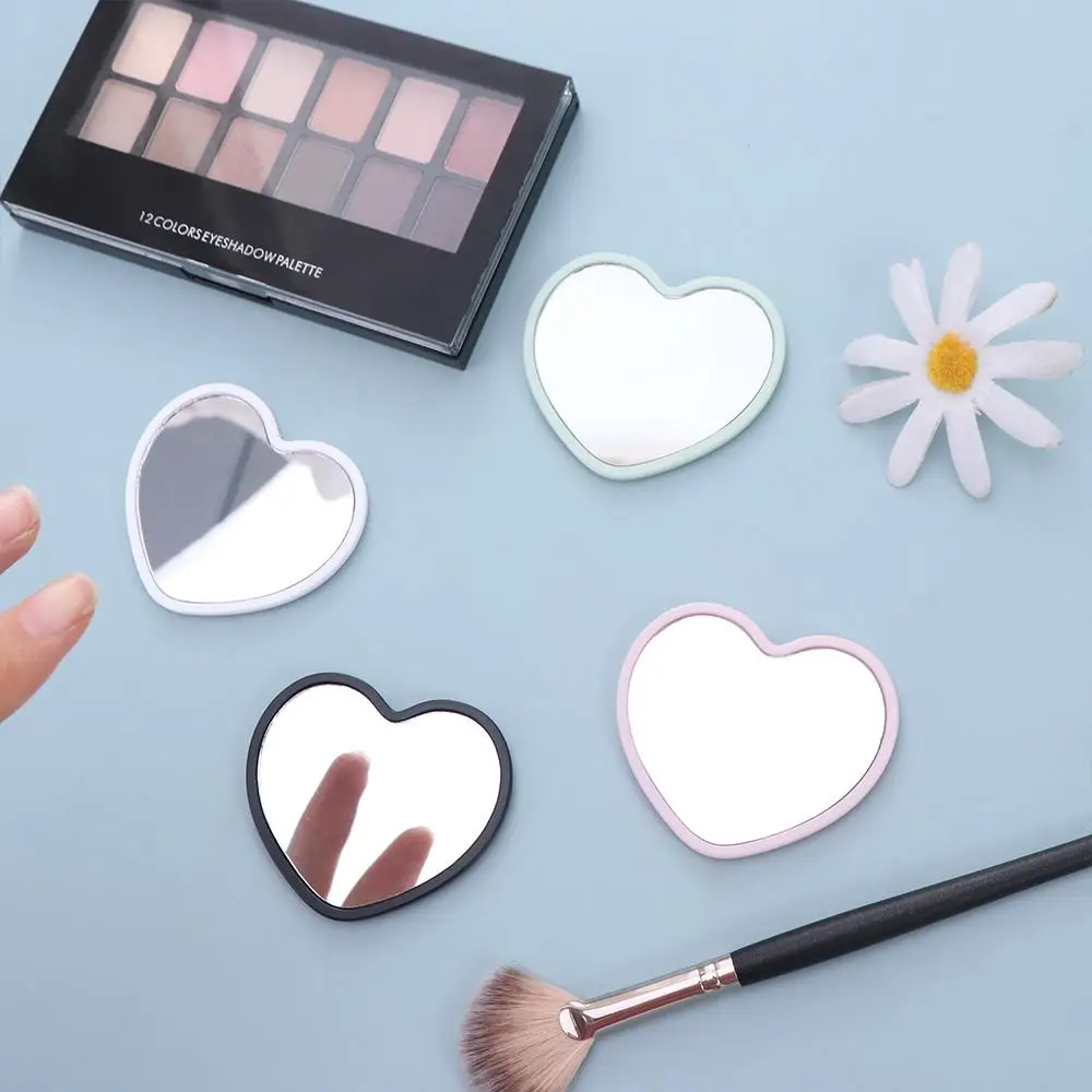 Portable Single-sided Heart-shaped Mirror High-definition Handheld Handheld Mirror Little Beauty Make-up Mirror Makeup Tool