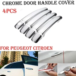 For Citroen C4 C4 Picasso C6 Peugeot 207 308 407 Chrome Door Handle Cover Trim