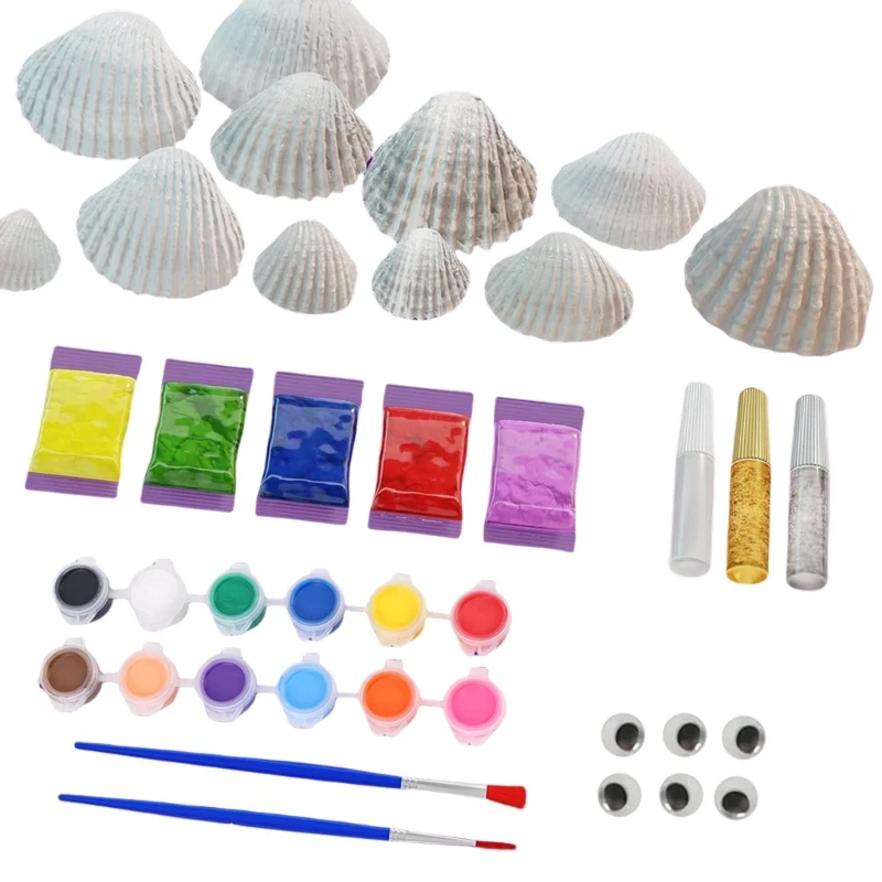 Set pittura per conchiglie mare per bambini con forniture artigianali per regali compleanno con effetto luminoso